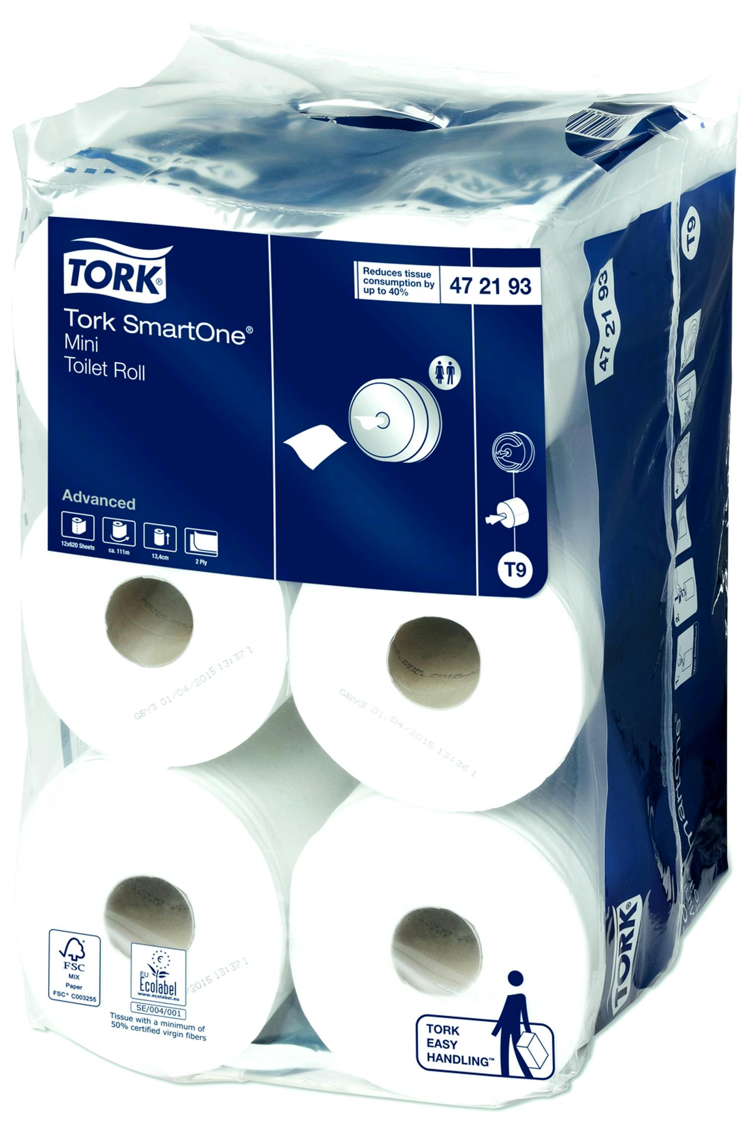 Tork T9 SmartOne mini toiletpapier 2-lgs 620 vel